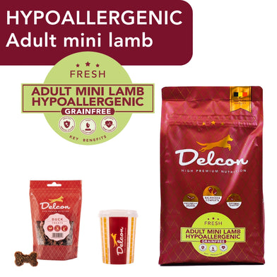 Proefpakket Delcon Adult Mini Lamb Hypoallergenic (€19,95 bij checkout) - CODE: TestAdultMiniLambHypoOneTime