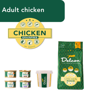 Proefpakket Delcon Adult Chicken (€12,95 bij checkout) - CODE: TestCatAdultChickenOneTime