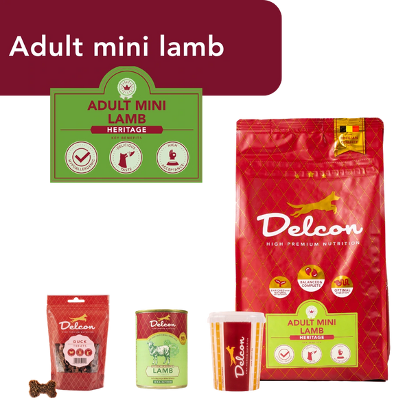 Proefpakket Delcon Adult Mini Lamb (€12,95 bij checkout) - CODE: TestAdultMiniLambOneTime